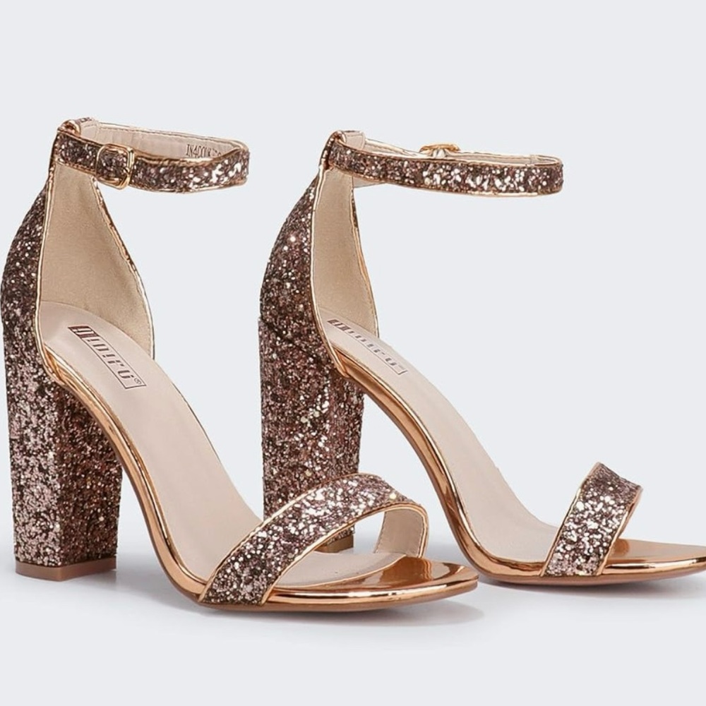 IDIFU 4” glitter chunky block heel
